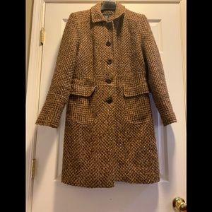 Brown tweed mid thigh coat